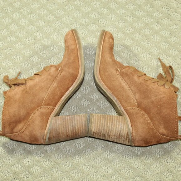 Dolce Vita Size 6.5 Brown Suede Lace Up 3.5" Heeled Boots - Picture 4 of 7